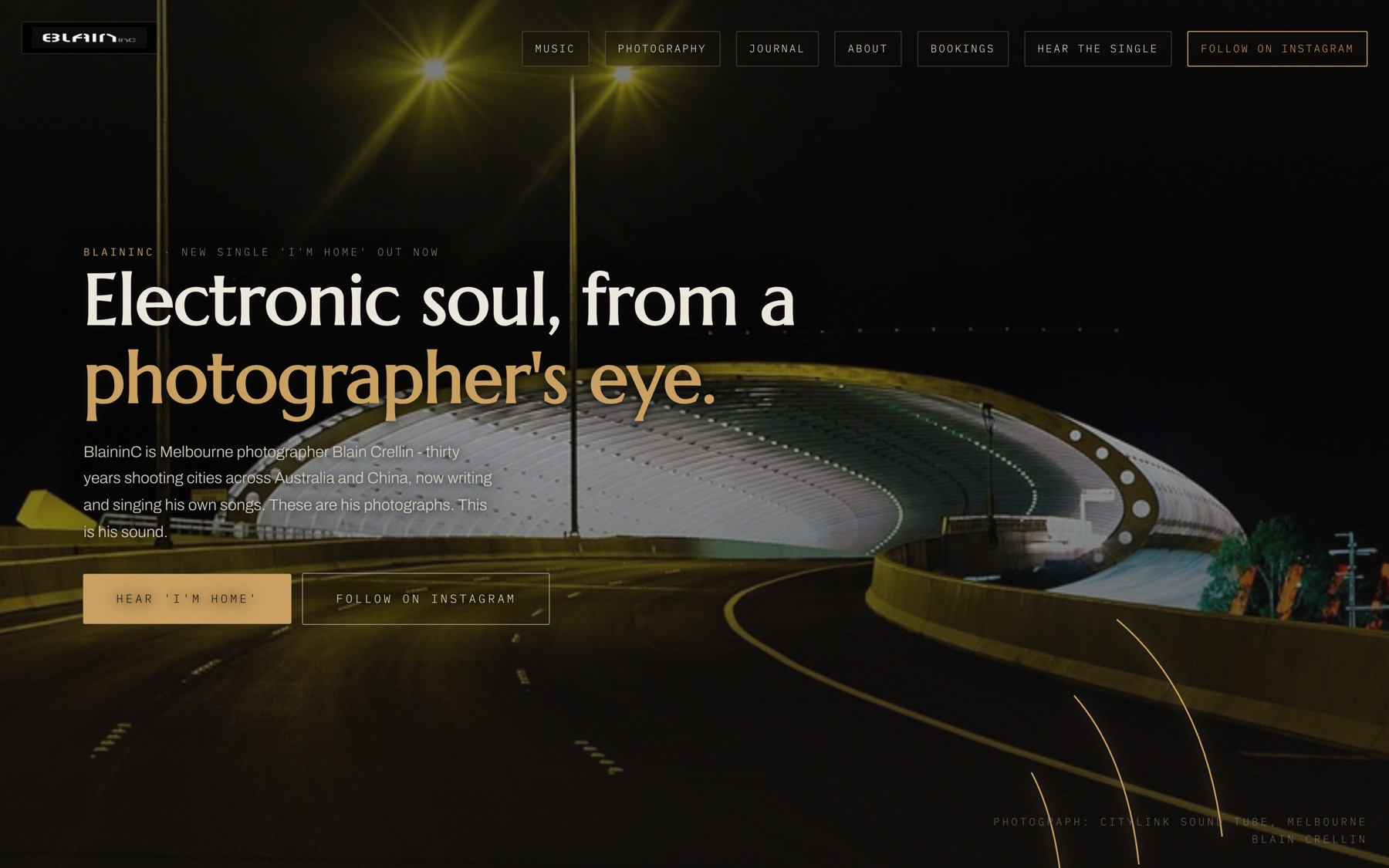 BlaininC website homepage shown on desktop