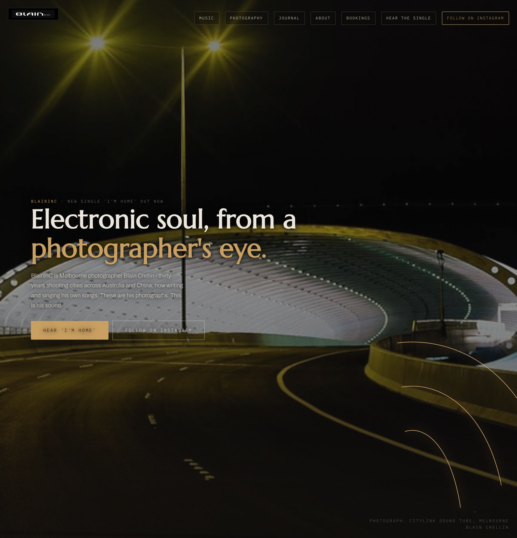 BlaininC website opening scene on desktop