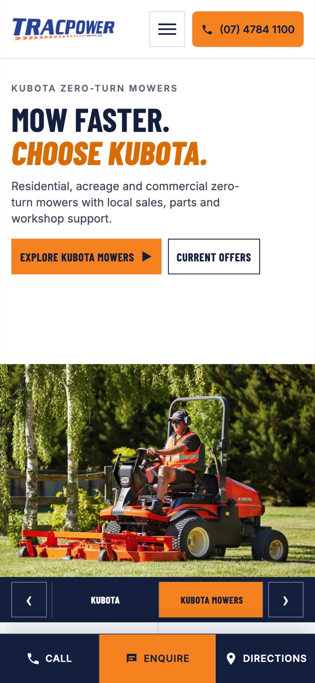 Tracpower NQ website shown on mobile