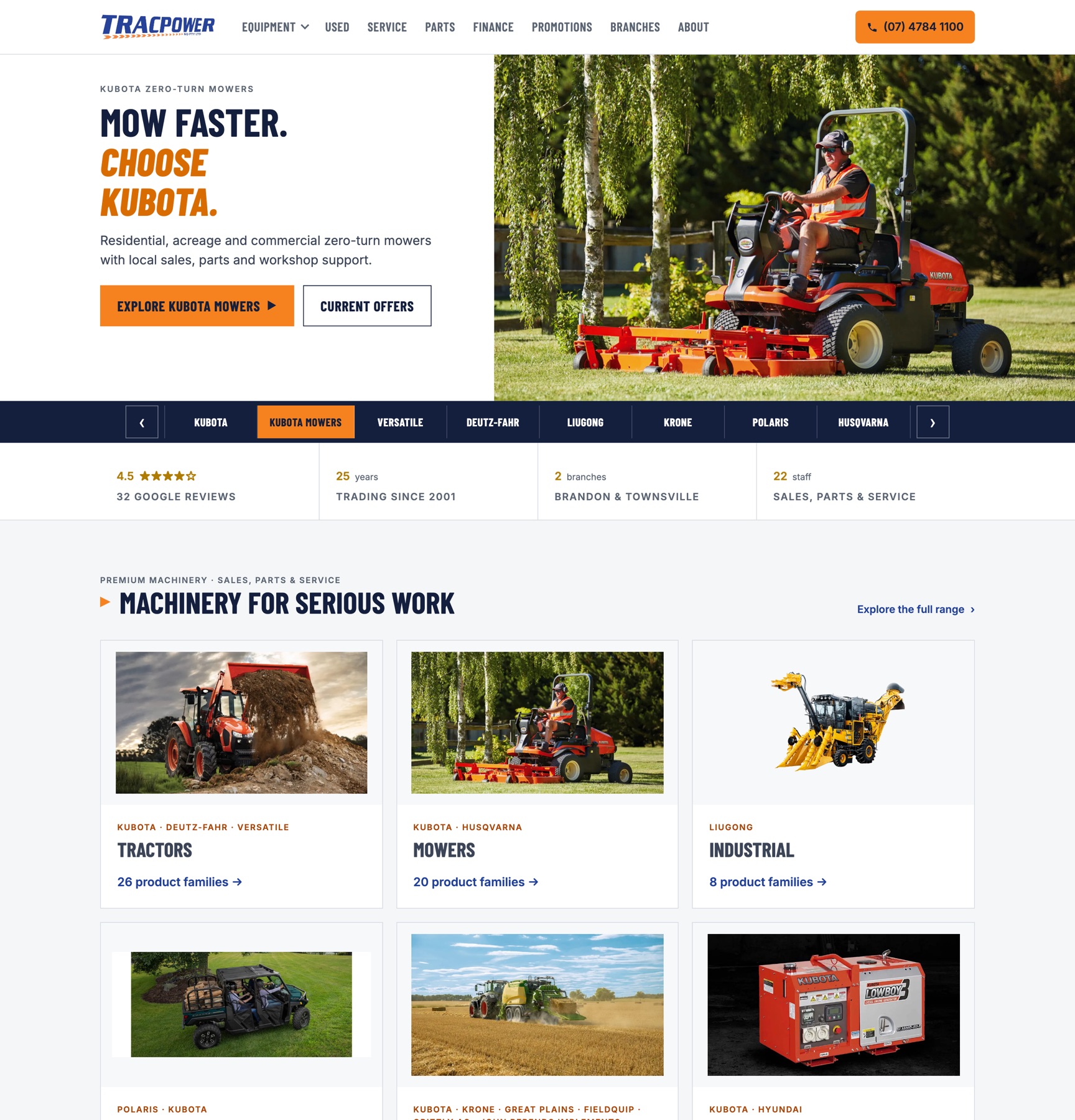Tracpower NQ website homepage on desktop, showing the catalogue and current offers