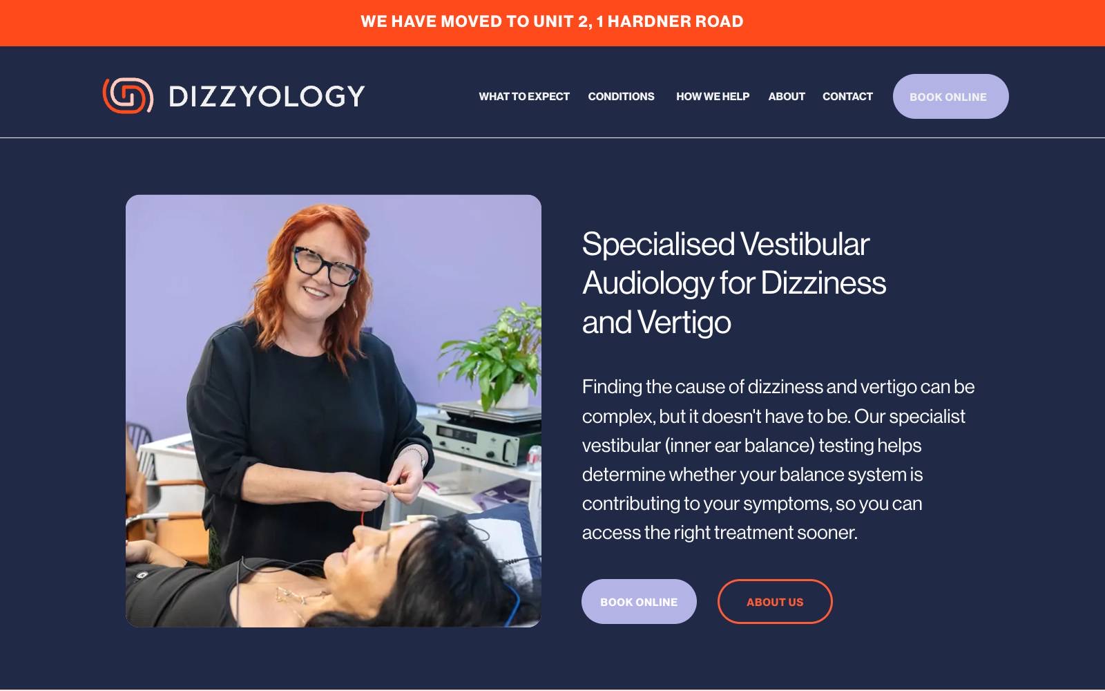 Dizzyology website homepage